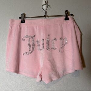NWT large Juicy couture velour shorts pink rhinestones